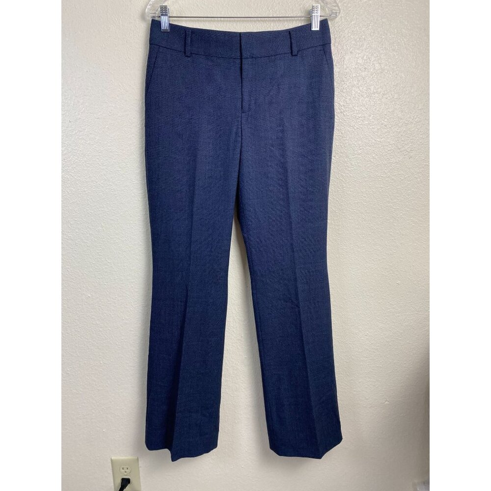 Banana Republic Wool Blend The Martin Fit Blue Trouser Pants Size 4 Flare Lined